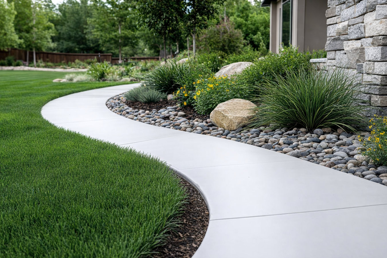 Concrete sidewalk building